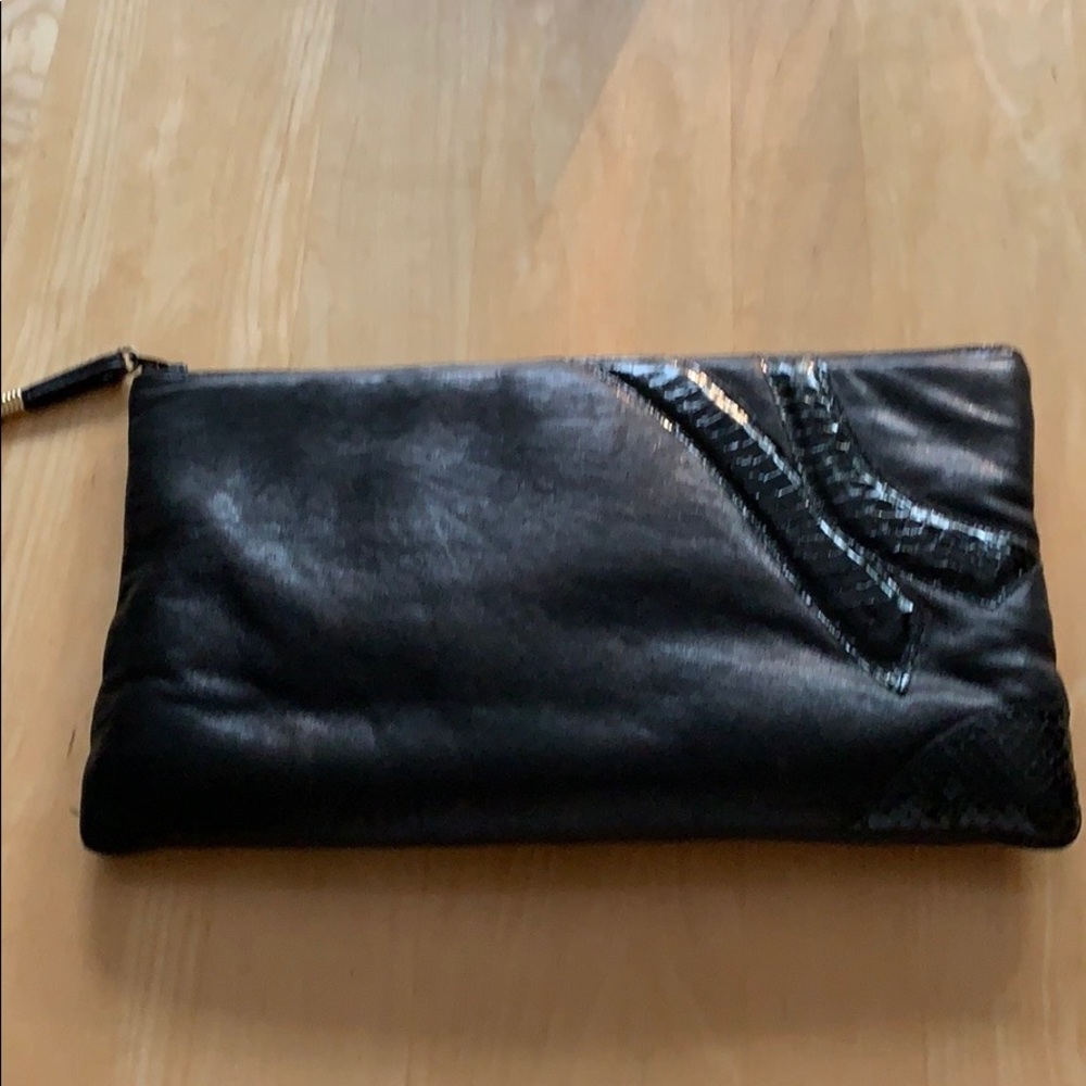 Black leather clutch